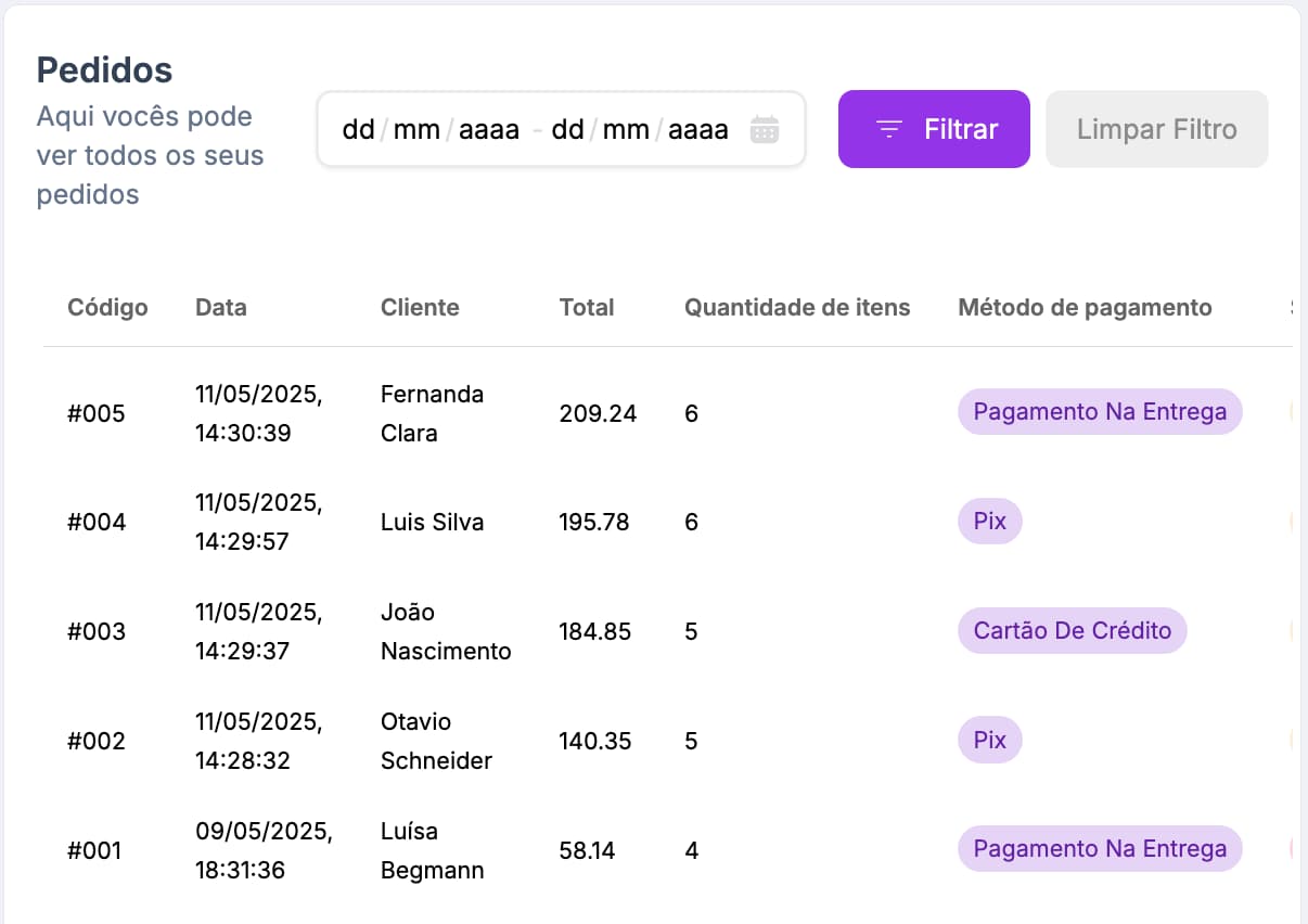 Tela de gestão de pedidos da plataforma eFarma.pro